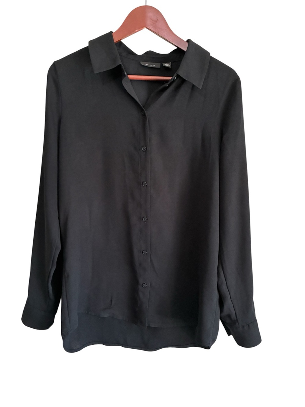 Halogen Women's Black Button Up Shirt Blouse Size Medium